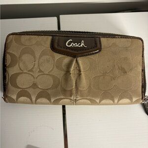 Coach Beige and Brown Signature Wallet